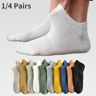 1/4 pares de calcetines cortos de algodón para hombre, calcetines tobilleros transpirables a la moda para niño, calcetines casuales cómodos de Color sólido, moda urbana para hombre