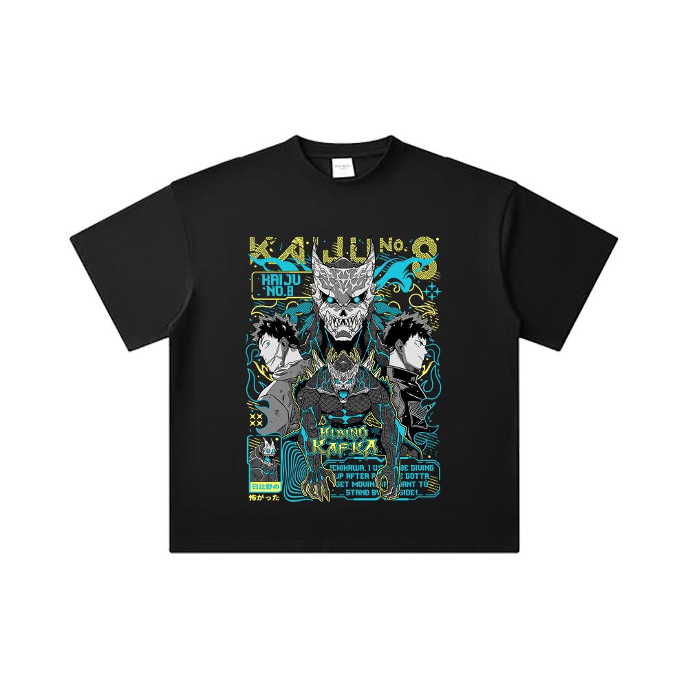 260 GSM Double Yarn 32 Count 100% Cotton Kaiju No 8 V20 Kafka Print Unisex Heavy Cotton T Shirt
