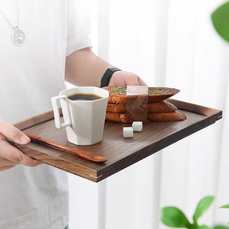 Walnut Tray Rectangular Wooden Tea Tray Mug Tray Afternoon Tea Coffee Storage Tray Solid Wooden Snack Tray