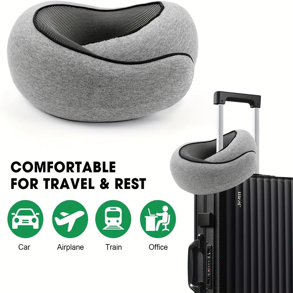 Soft and Durable Neck Support Pillow with Breathable Mesh Cover for Comfortable Airplane and Long Travel - Gray