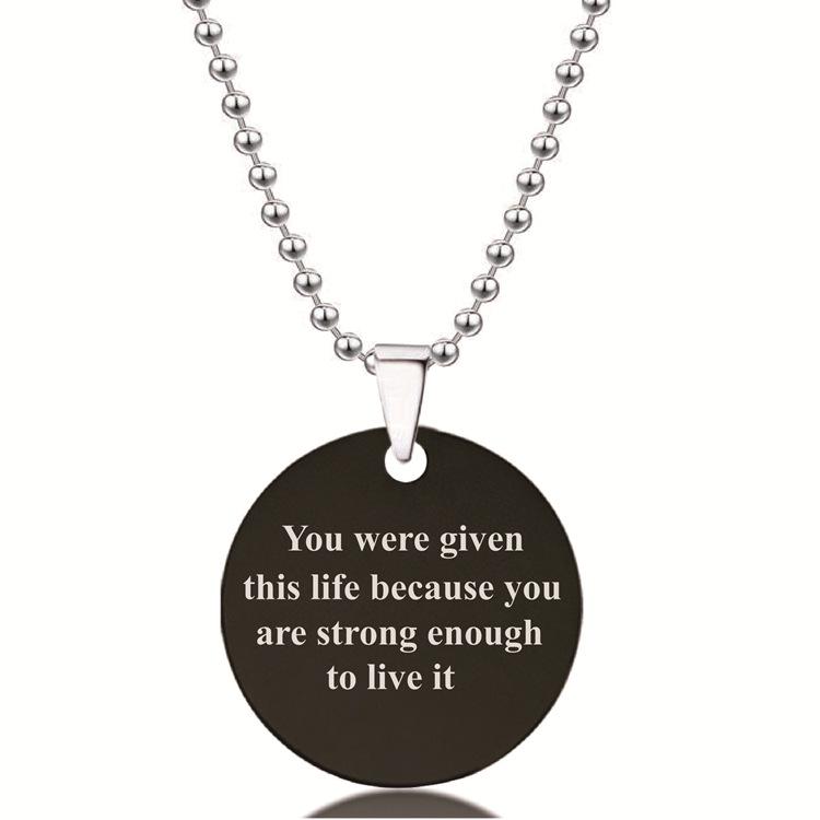European/American Black Stainless Steel Necklace with Video Engraving - Valentine's and Christmas Gift