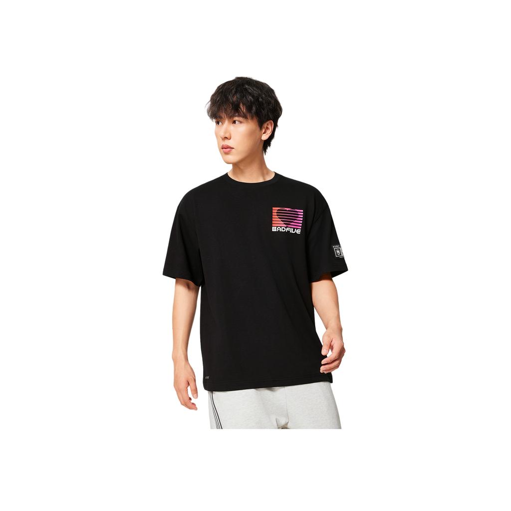 Li-Ning Anti-Five Series Casual Simple Pullover Round Neck Printed Letter Loose Fashion Versatile Short Sleeve T-Shirt Men T-Shirts Black AHSVD13-2