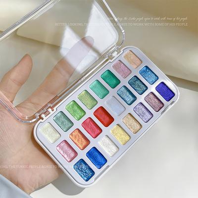 24 Color Nail Solid Pigment Aurora Pearly Nail Art Watercolor Metallic Palette Paint Draw Chrome Chameleon Powder Nail Setgradie