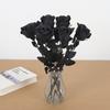Black Artificial Rose Flowers Halloween Dark Horror Gothic Black Simulated Flower Bouquet for Home Wedding Party Halloween Decor