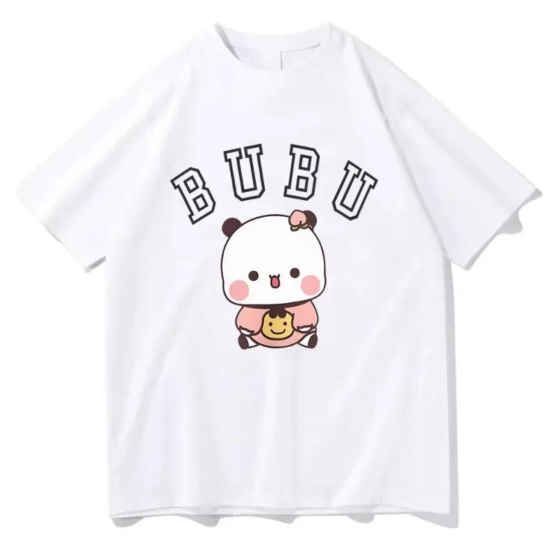 Kawaii Bubu Dudu Panda Bear T-shirts Short Sleeve Summer Women Tee-shirt Cartoon Graphic Printing Tshirts Casual Girls Tees