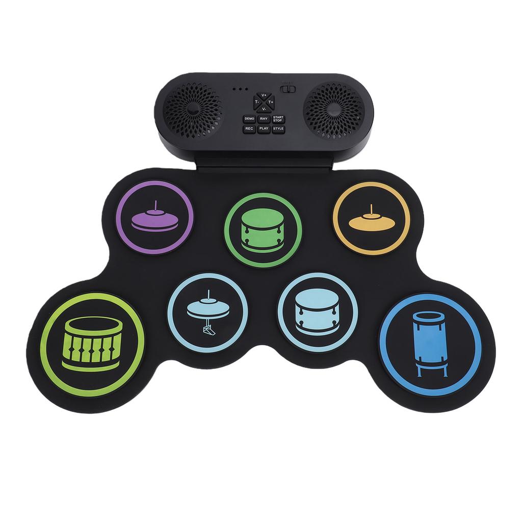 Electronic Drum Set Rechargeable Portable Silicone 9 Drums Practice Pad with Drumsticks Headphone Jack Built in Dual