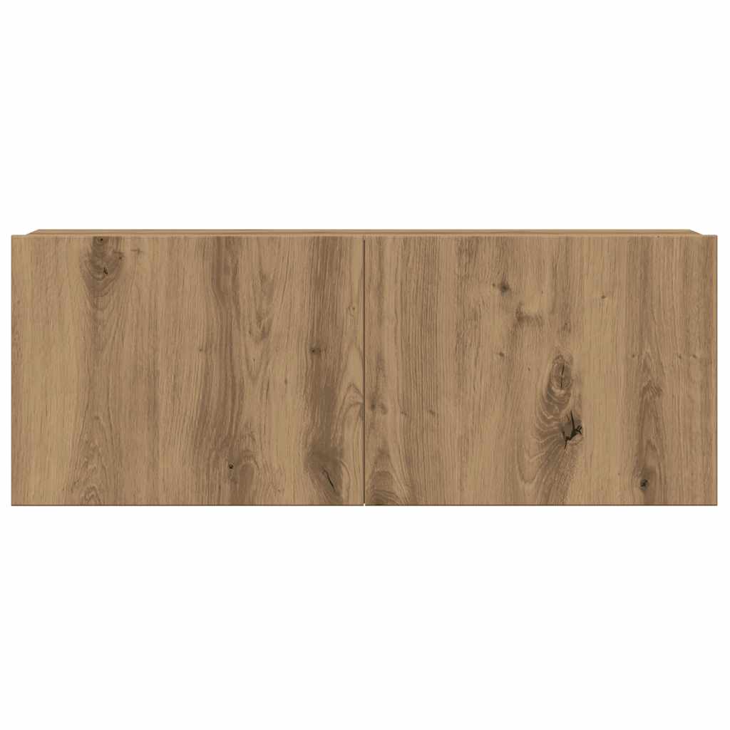 4 Piece Wall Mounted TV Cabinet Set Artisan Oak Finish Particleboard