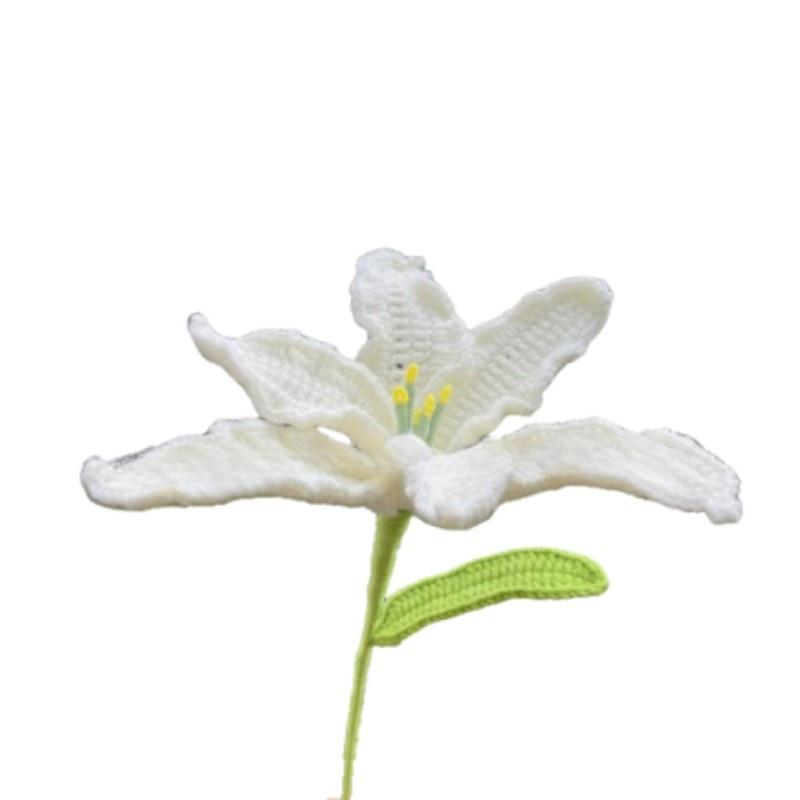 

Handmade Knitted 1pc Flower Lily Bouquet Cotton Rope Crocheted Decor Florals білий