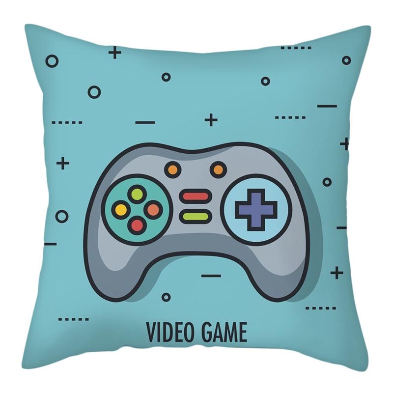 New Game Lover Modrý Potah na polštář Klávesnice Rukojeť Headset Throw Pouzdro na polštář Herní křeslo Dekor do auta Ochrana pasu na polštář