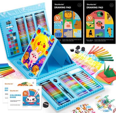 Set de Artă cu Creioane Colorate Solide pentru Colorat, Acuarelă, Depozitare Portabilă, Perfect pentru Școala Primară și 335 de Piese Creioane, Creioane Cerate,