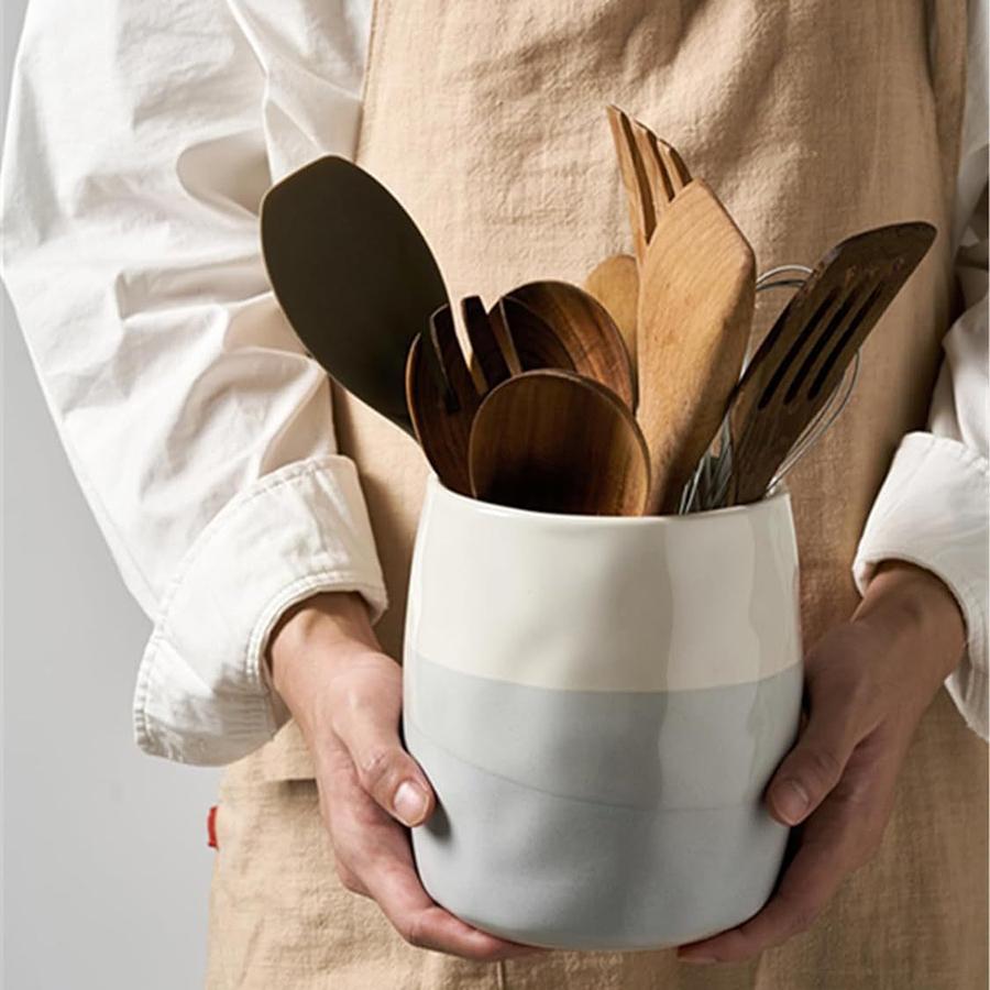 Ceramic Kitchen Utensils Holder for Countertop Ceramic Flatware Storage Organizer Kitchenware Tool Forks Spoons Storage Jar