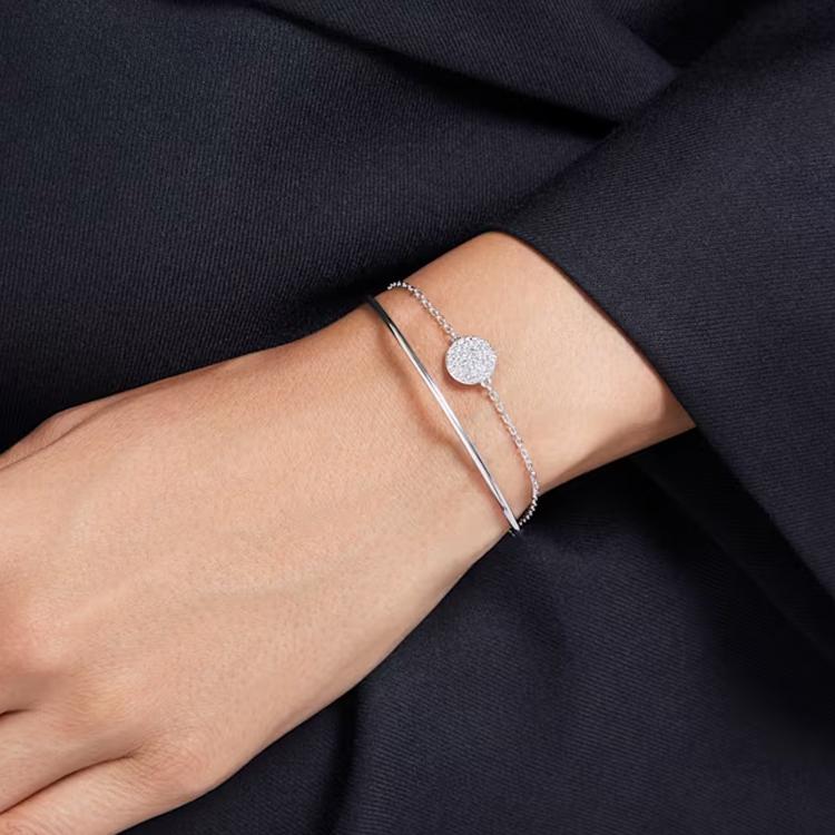 Swarovski Rhodium Plated, Faux Crystal Bangles Womens Silver