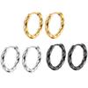 Classic Fashion Twisted Circle Hoop Earrings For Women Round Stainless Steel 2.5mm Thick Gold Copper Color Huggie Daily Zircon