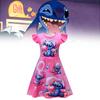 Stitch Girl Princess Pajama Dress With Cotton Blend Fabric For Kids