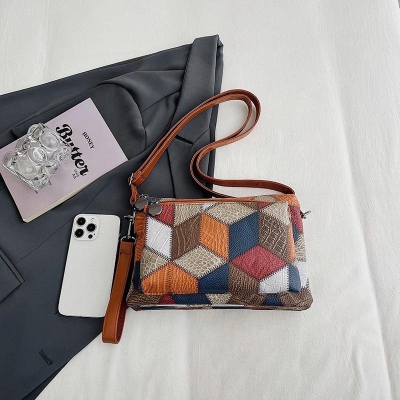 Small Hand Bag Women's Large Capacity Shoulder Bag Color Blcok Crossbody Bag Soft Leather Mother Bag