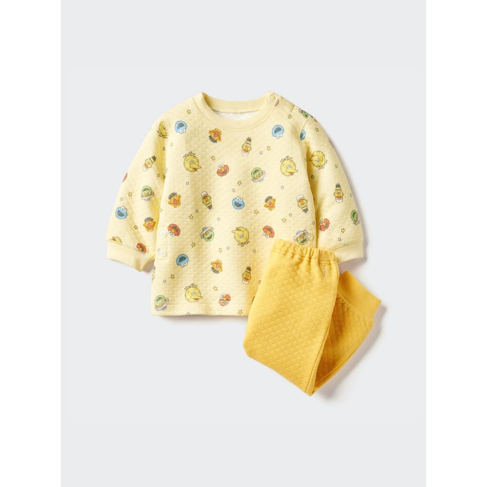 

Uniqlo Bt Улица Сезам стеганая пижама с длинным рукавом B 45 YELLOW/BABY 80
