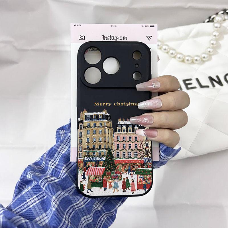 INS Cartoon Christmas Style Phone Case for IPhone 17 Pro 15 14 13 12 11 Pro Max XR XS X 16 Plus Streetscape Soft Silcone Covers