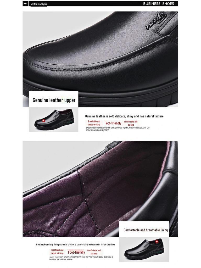 Men's Genuine Leather Non-Slip Casual Business Shoes - Breathable, Comfortable & Lightweight for Middle-Aged Dads