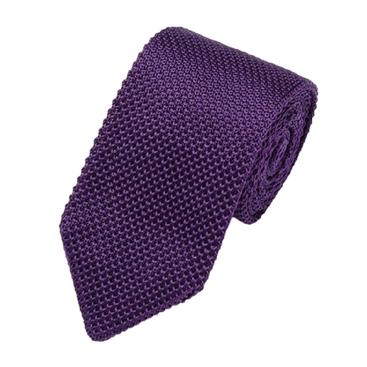 Solid Color Necktie Flexible Knitted Tie Easy Maintenances Polyester Fabric Neckwear for Work Holiday Formal Event