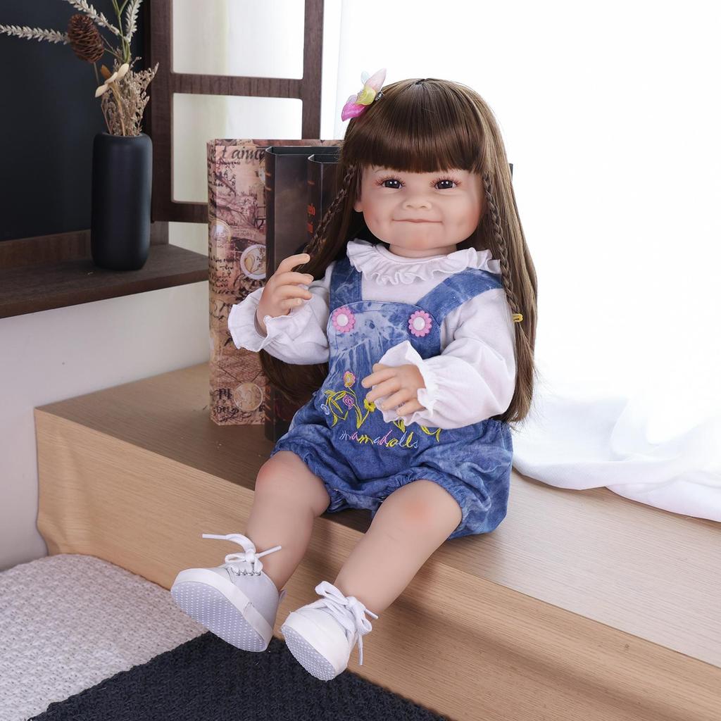 KEIUMI 55cm Reborn Girl Doll Full Silicone Vinyl Smiling Newborn Baby Doll toy Christmas Gifts Early Educational Playmate