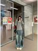 Women's High-End Striped Buttoned Long-Sleeve Cropped Top