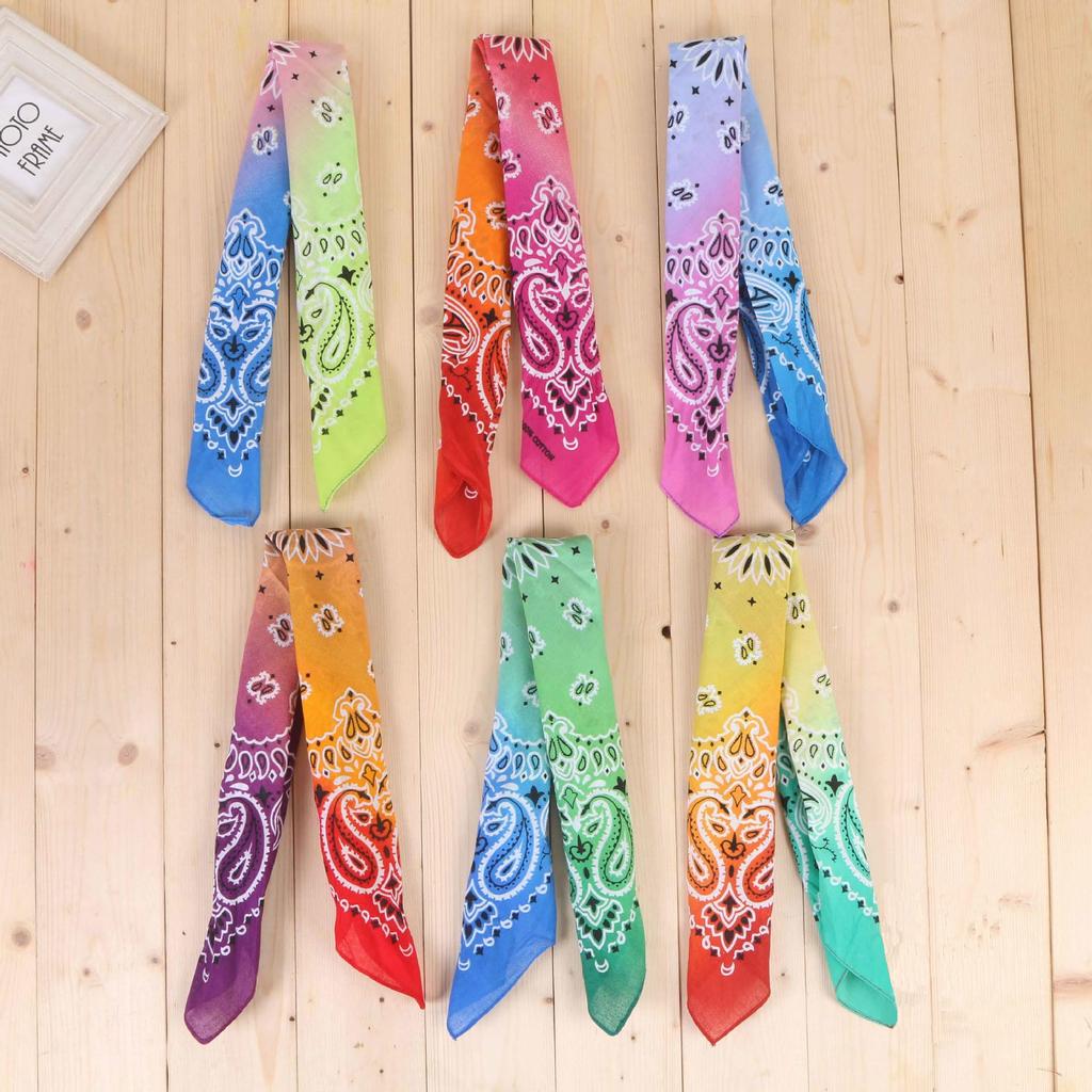 kakatrend Bandana Paisley 100% Cotton Gradient Color Adult Bandana Stylish Handkerchief Cotton Bandana Unisex Durag Large Size 55cm x 55cm