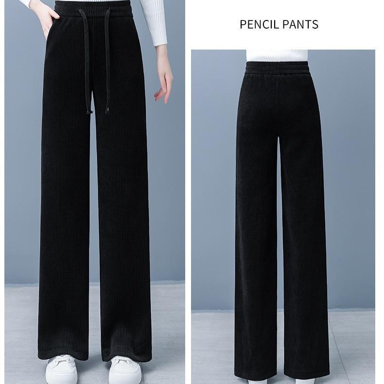 

Petite Women s Corduroy Wide-Leg Floor-Length Straight Trousers - Drapey, Casual Spring Style 30
