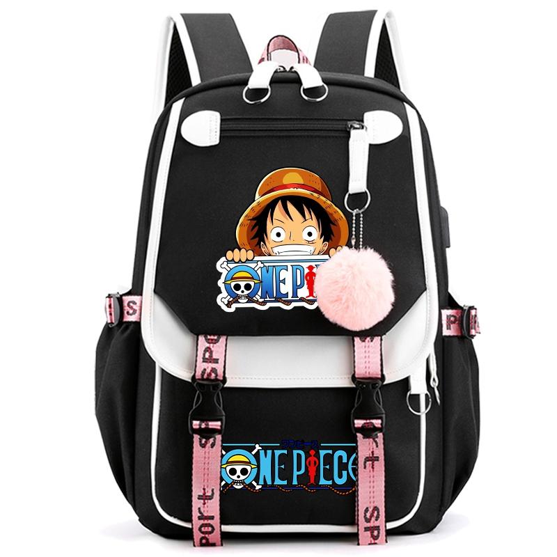 

Аніме One Piece Рюкзак для жінок Полотняна сумка для ноутбука Назад до школи Ранець для дівчинки-підлітка Шкільний портфель Жіноча дорожня сумка Mochila