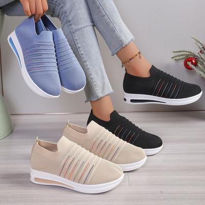 Damen Sneaker Frühling Sommer Vielseitig Dicke Sohle Große Größe Flache Einzelne Schuhe Mesh Atmungsaktiv Slipper Lässiger Vulkanisierter Schuh