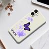 For iPhone 17 Case Purple Butterfly Pattern Printing Straight Edge TPU Phone Back Cover