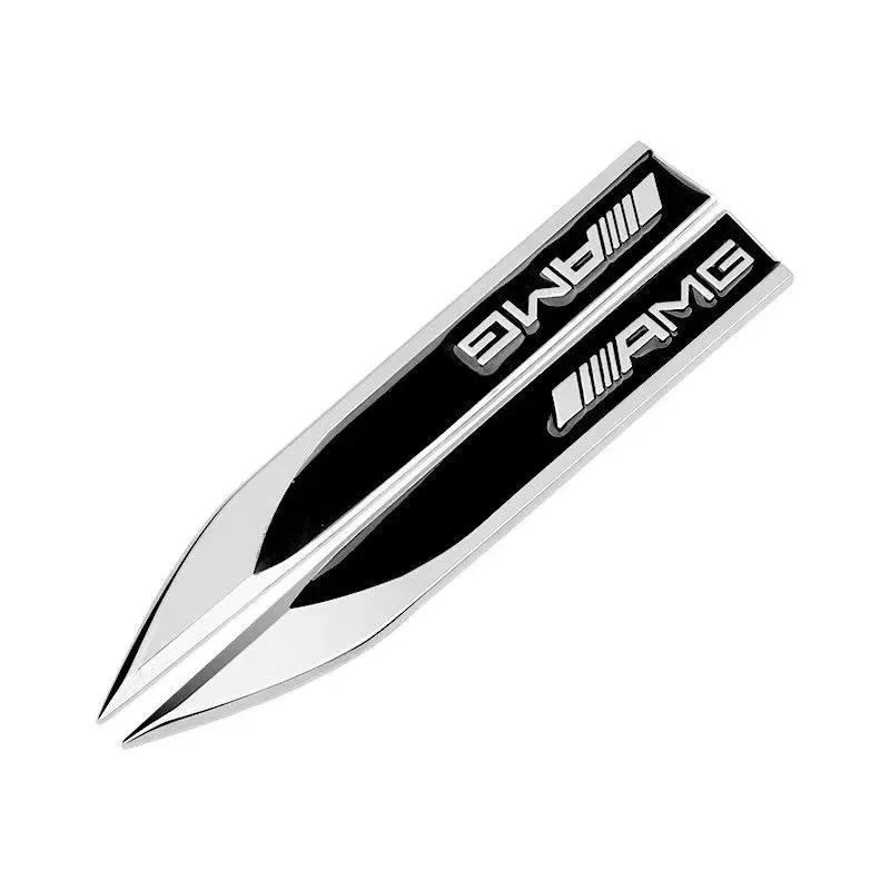 Car Sticker 2pcs 3D Metal Car Fender Side Wing Emblem Badge Sticker For Mercedes benz W203 W204 W205 W210 W211 W212 W164 W176 CL