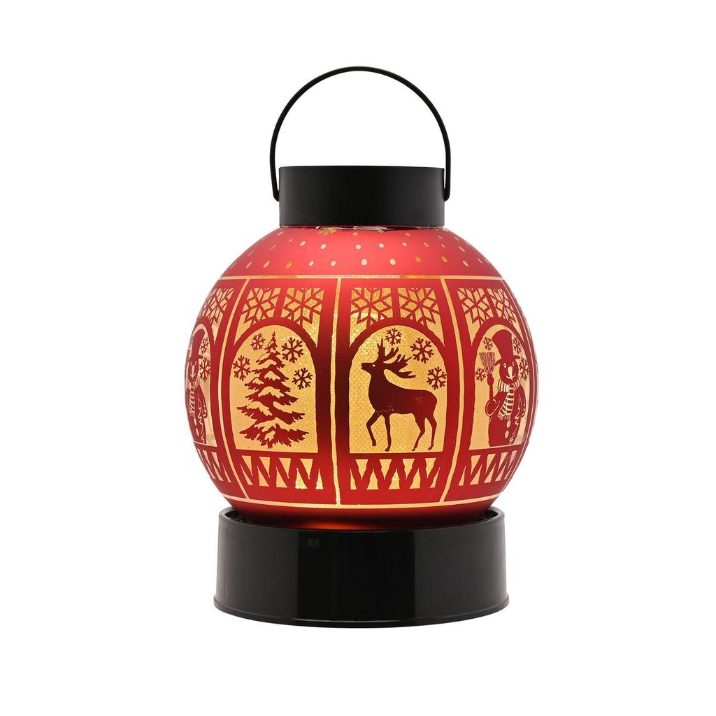Regal Tidings Glass LED Round Lantern Christmas Windows