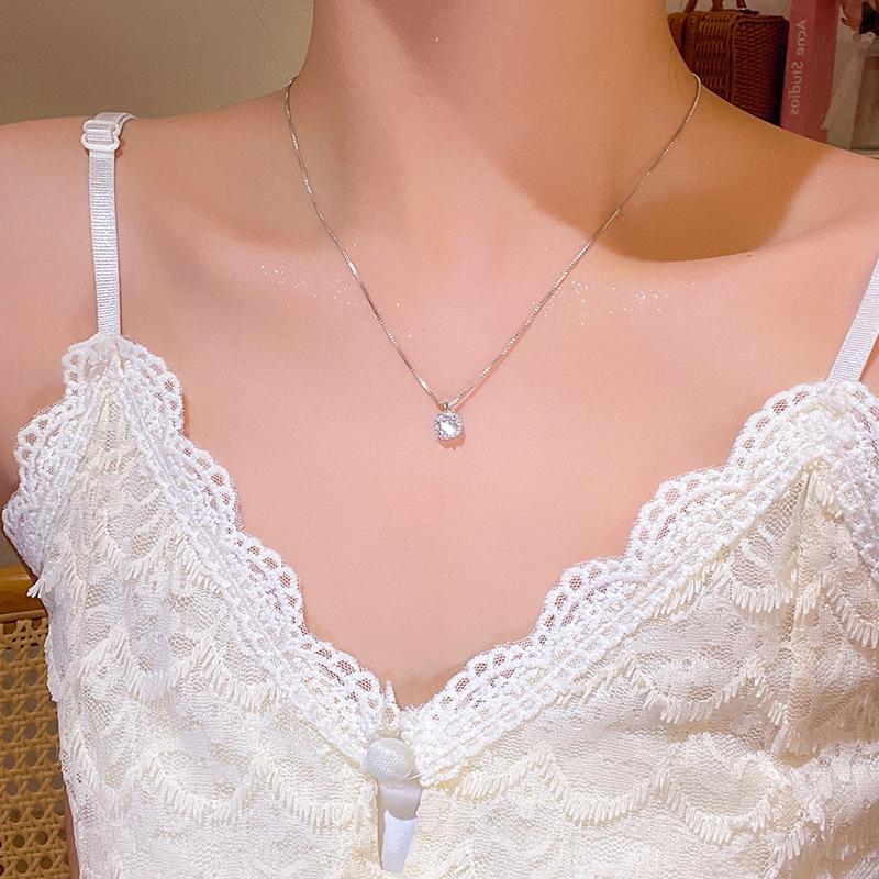 Korean Titanium Steel Pearl Necklace with Zircon Pendant - Luxury Choker Chain