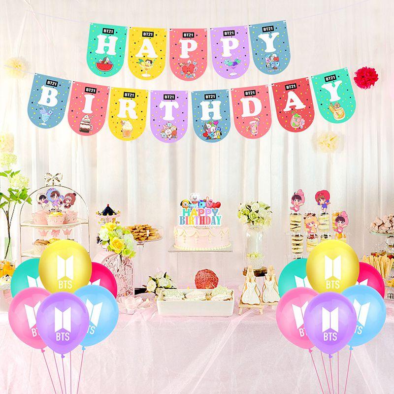 Birthday Theme Bts Party Supplies Decor Birthday Banner Cake Topper Bangtan Boys
