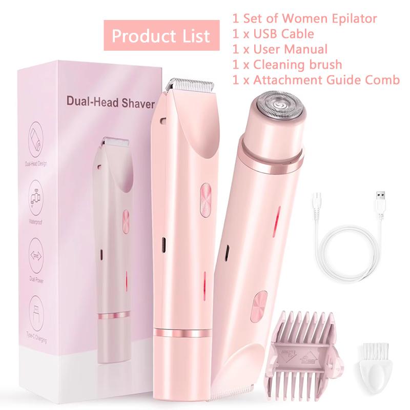 2-in-1 Woman Hair Removal Electric Razor Device Portable Hair Removal Knife Cordless Painless Body Groomer Bikini Trimmer