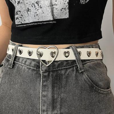 Y2K Gürtel Hohle Herzschnalle Gürtel Für Mode Frauen Gothic PU Lässige Mädchengürtel,Schwarzes Kleid Je Q1L6