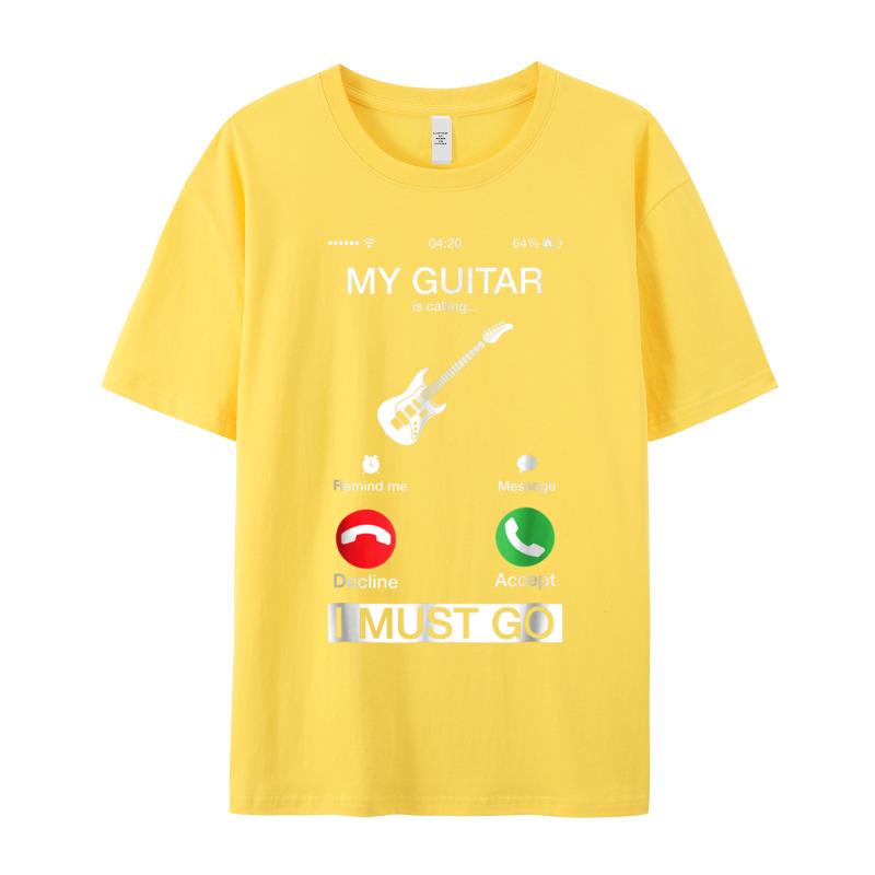 Tops Tees My Guitar Is Calling And Mother Day Newest Party Short Sleeve Combed Cotton O Neck Unisexs T Shirt Party T Shirts