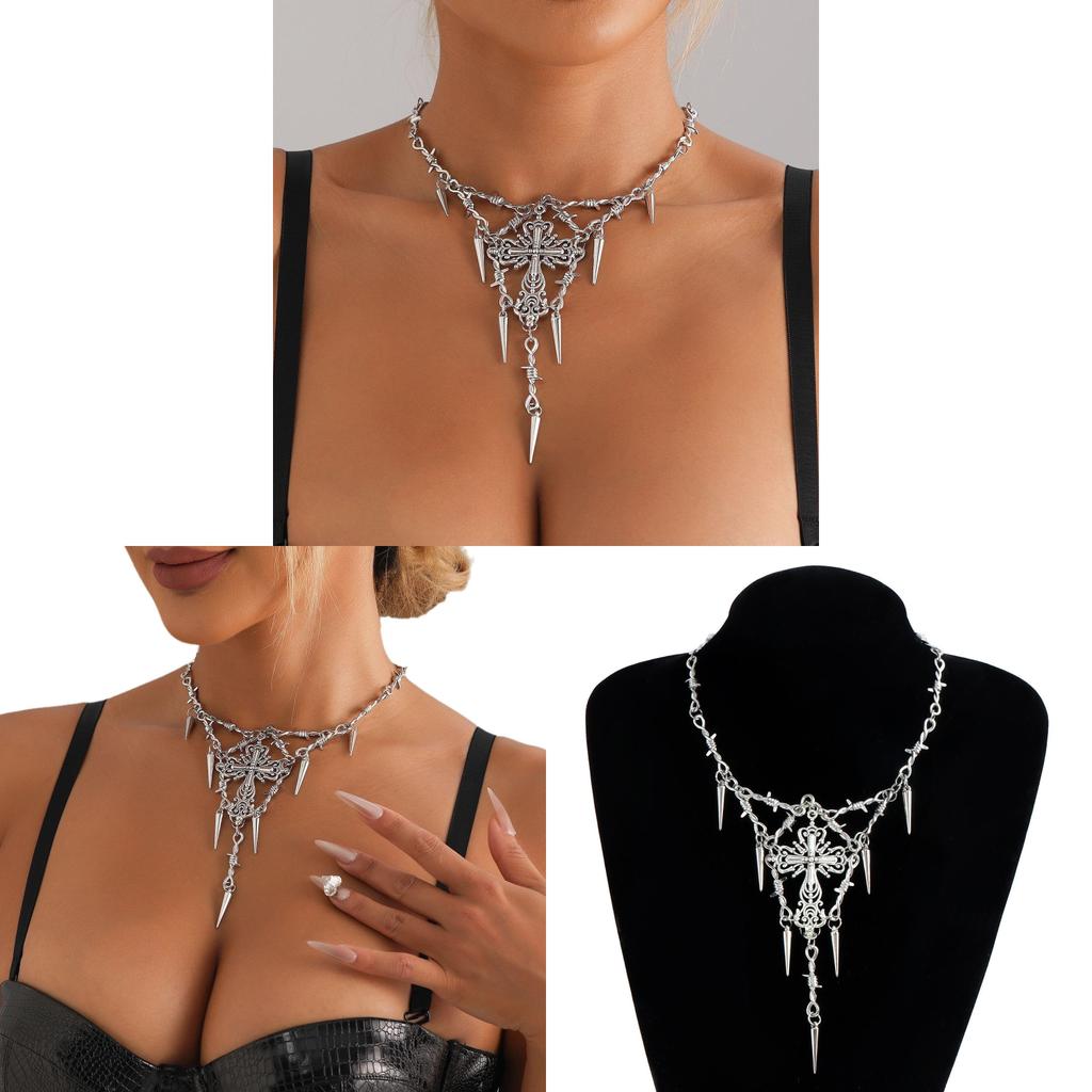 Minimalist Silver Cross Chain Necklace With Alloy Material For Men And Women