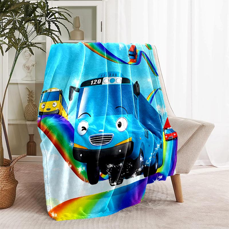 1 pezzo Coperta Tayo il Piccolo Autobus Design Stampato, Coperta Leggera per Divano, Letto - Morbida e Calda, Regalo per Tutte le Stagioni come Natale, Halloween