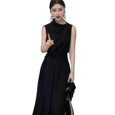 Village Long Maxi Flare Perfect for Everyday Wear or Night 1193 H&T Women's Dress, Sleeveless, Feminine, Stylish, Girls' Out, (2XL, Black)