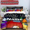 3-delige dekbedovertrekset (1*Dekbedovertrek + 2*Kussensloop, Zonder Vulling), Aangepaste Naam Among Us Patroon Beddengoed Set, Huis Slaapkamer Decoratie Cadeau