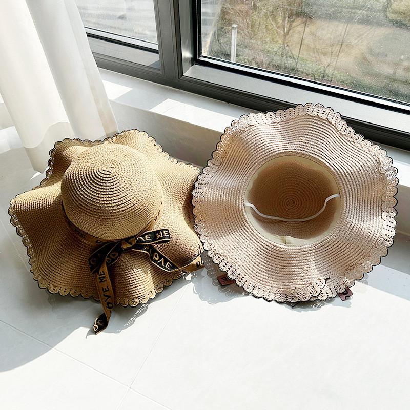 Stylish Big Brimmed Straw Hat With Bow Perfect For Summer Travel And Vacation