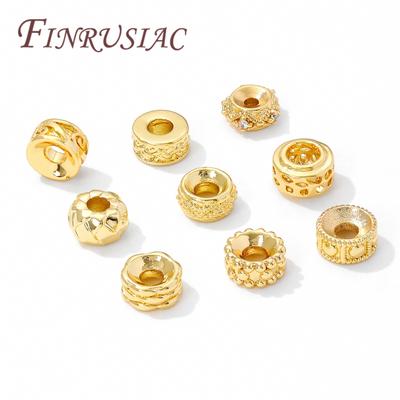 18K Gold Plated Brass Spacer Beads For Bracelets Accessories,Separator For Beads,DIY Jewelry Making Supplies,Round Metal Bead