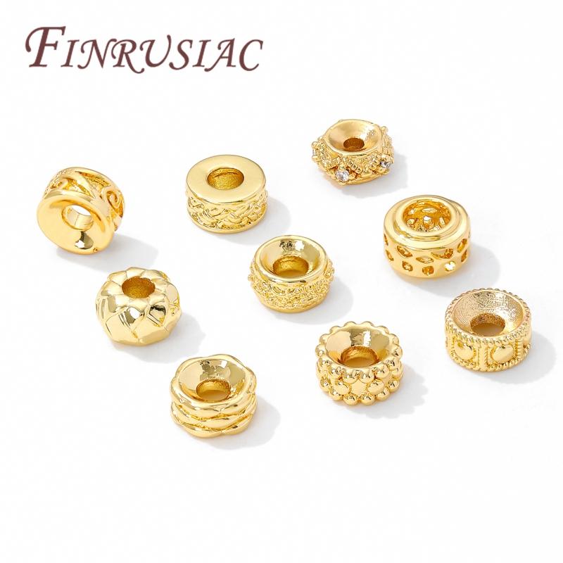 18K Gold Plated Brass Spacer Beads For Bracelets Accessories,Separator For Beads,DIY Jewelry Making Supplies,Round Metal Bead