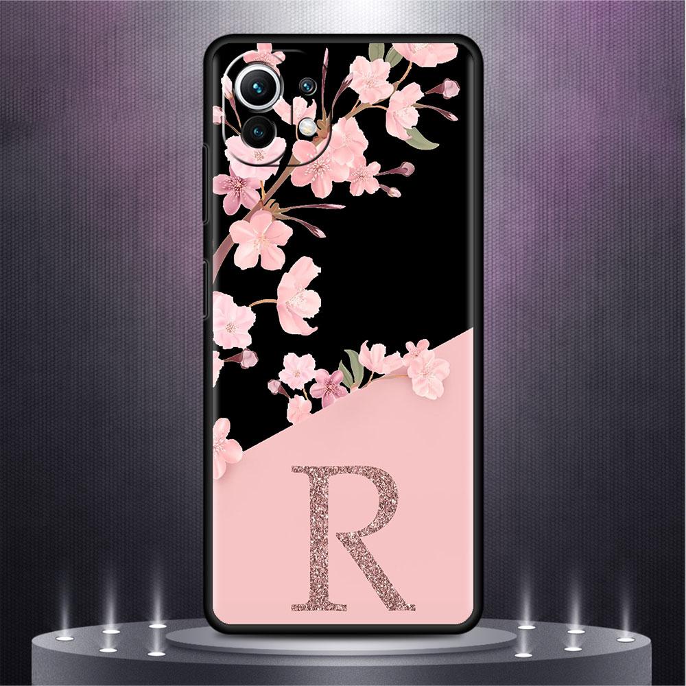 Case For Xiaomi Mi Poco X3 X4 NFC M3 Mi 11 11T 10 T 9T 12 9 10T Lite Silicone Back Phone Cover Custom Cherry Blossom Initial M