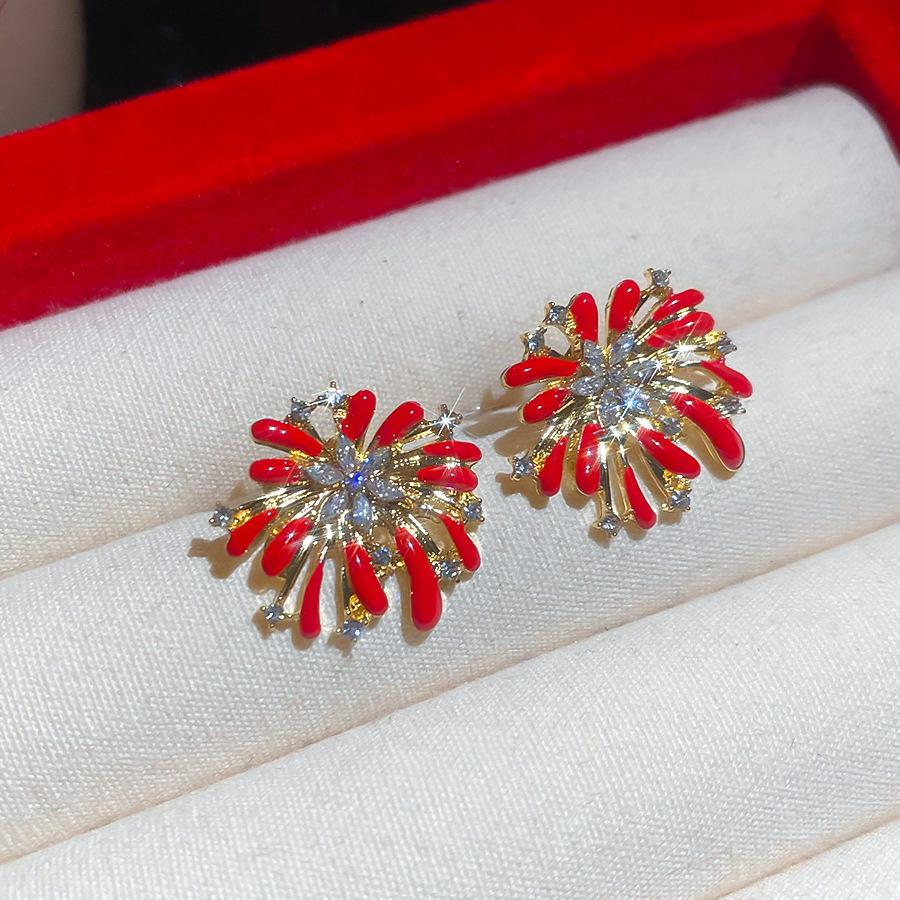 Vintage Simple Zircon Drip Oil Red Apple Earrings Stud Earrings Exquisite Earrings Women