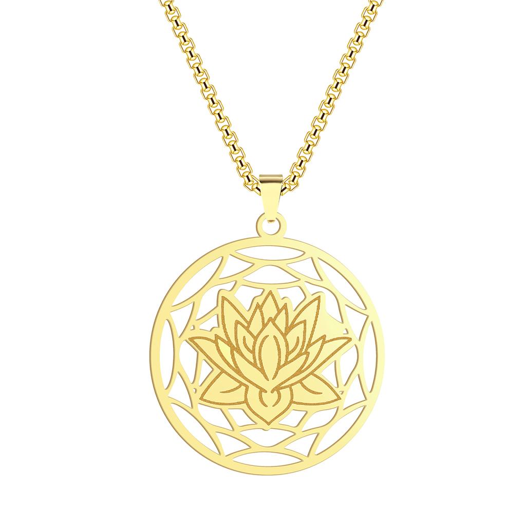 Kinitial Lotus Flower Pendant, Lotus Necklace Dainty Necklace For Women, Lotus Flower Jewelry, Lotus Jewelry,necklace
