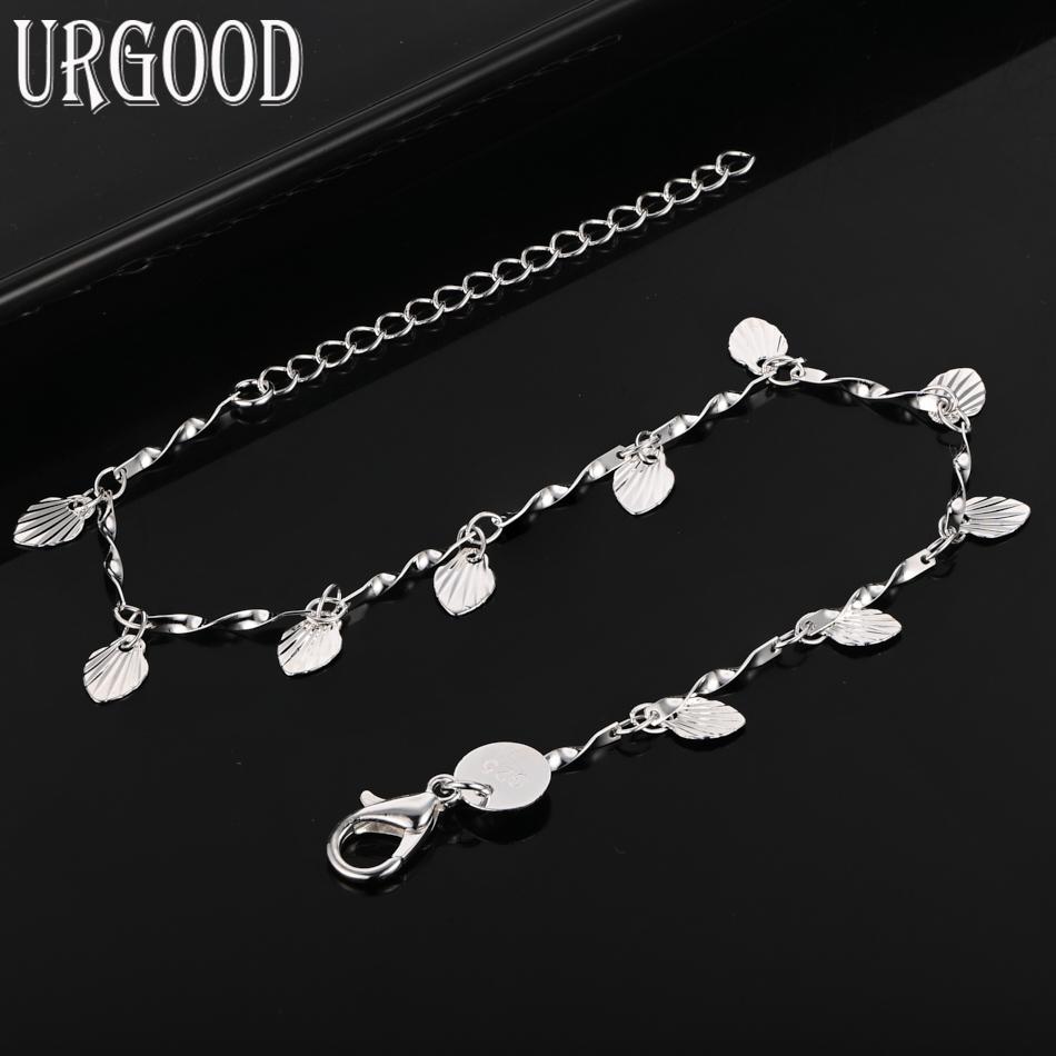 925 Sterling Silver Leaf Bracelet Gift Wedding Fashion Jewelry