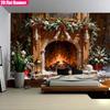 1Pcs Realistic Fireplace Decoration Background Winter Backdrop Decorations For Photo Studio Photo Booth Christmas Party