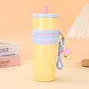 710Ml Large Capacity Car Thermos Mug Stainless Steel Vacuum Flask With Retractable Straw Leak-Proof Coffee Tea Cold Drink Bottle
